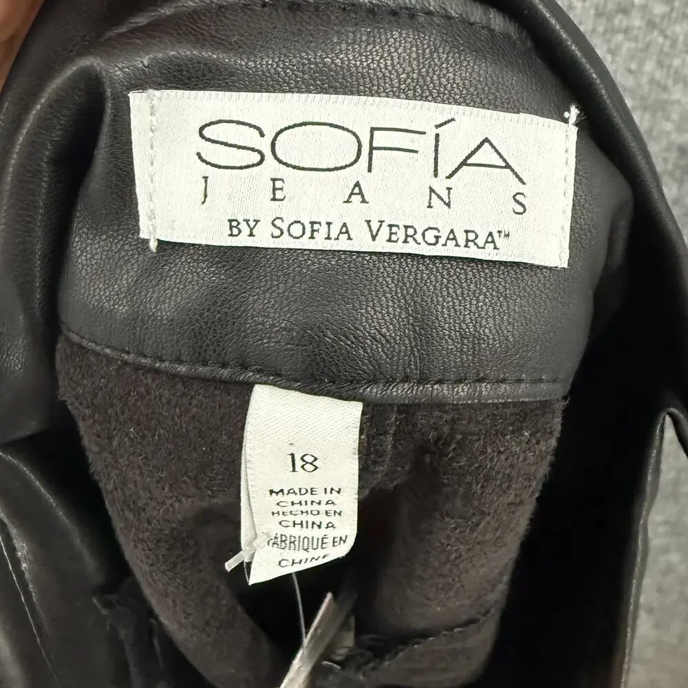 Sofia Vergara Womens Faux Leather Paperbag Shorts Sz 18 Black Belted Dressy NWT